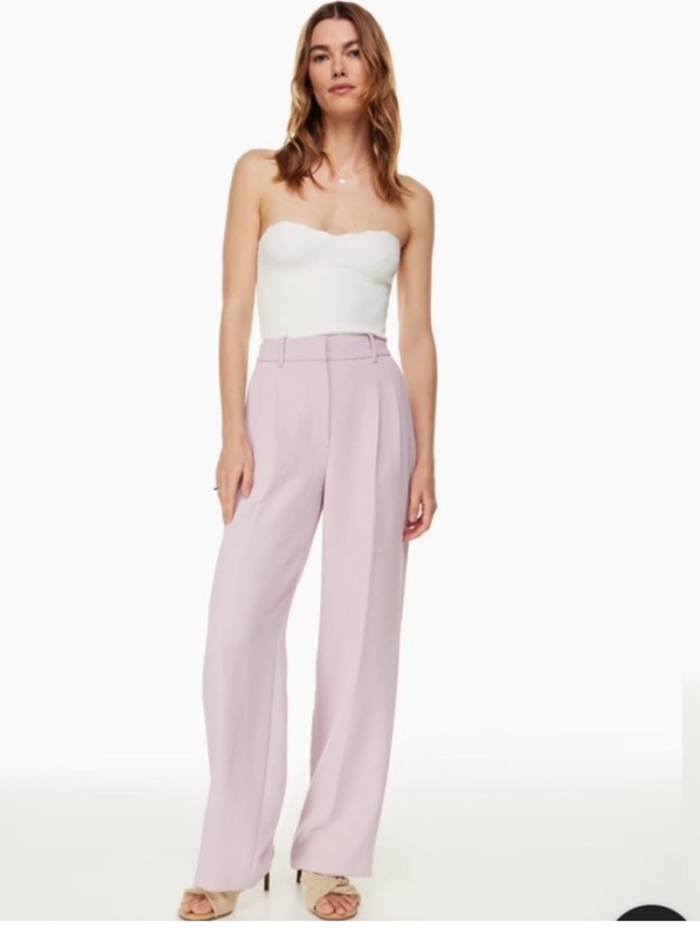 Wilfred Aritzia Effortless Pant Lyocell Linen Blend in Cloudy Lilac Sz 2